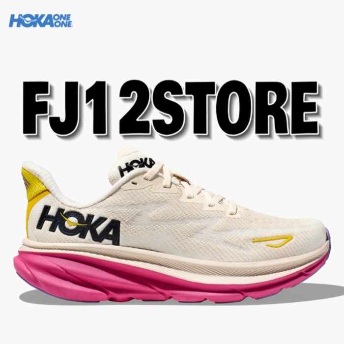 Jual Hoka One One Clifton 9 Women Road Running Shoes Eggnog Shopee Indonesia