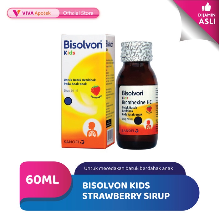 Jual Bisolvon Kids Strawberry Meredakan Batuk Berdahak Anak - 60ml ...