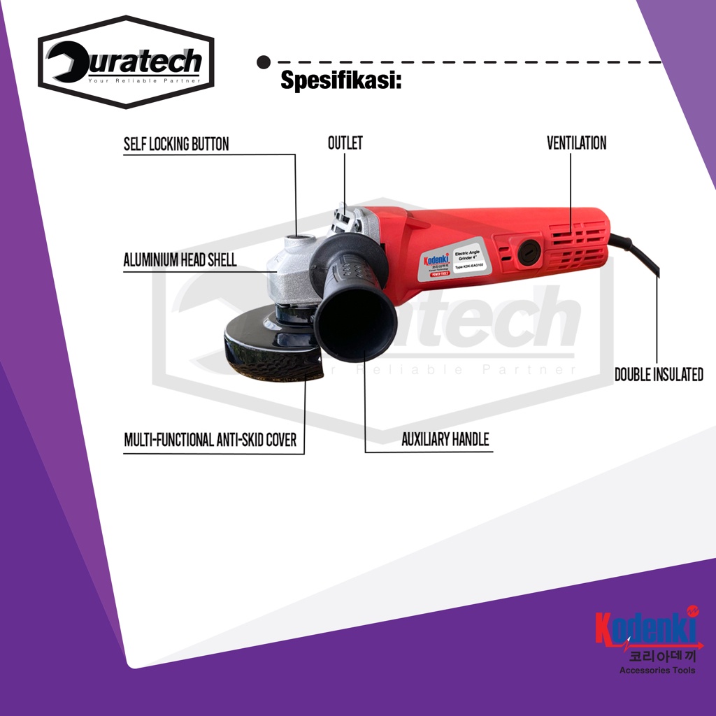 Jual Mesin Gerinda 4 Inch Kodenki Angle Grinder 4