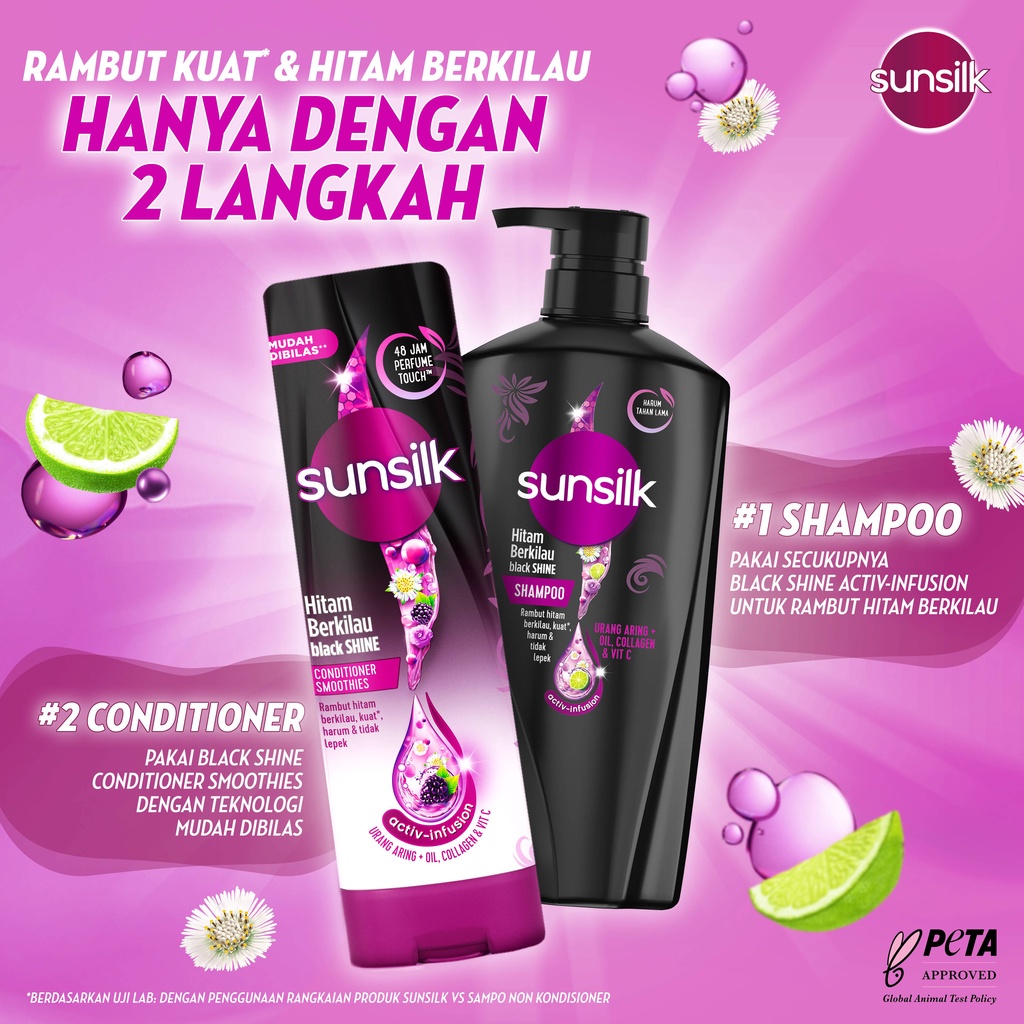 Jual Sunsilk Shampoo Rambut Hitam Berkilau Black Shine Activ