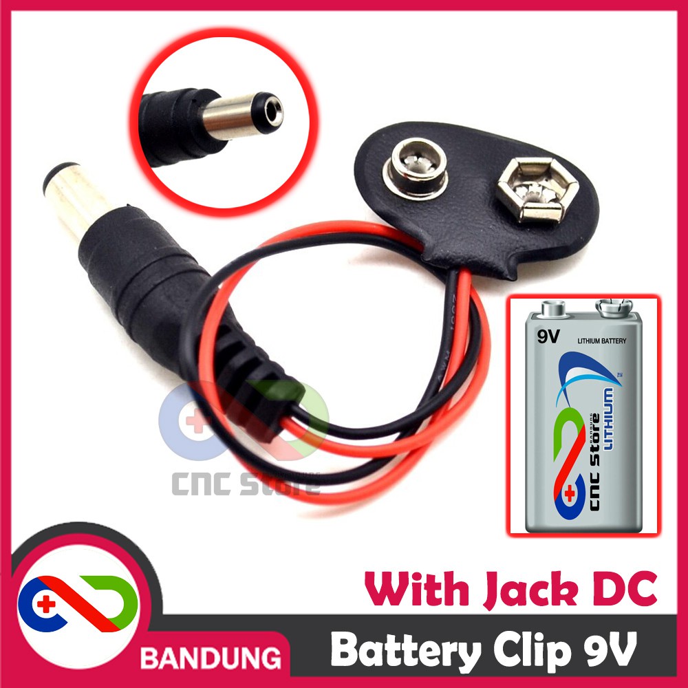 Jual 9V BATTERY BATERAI CLIP ADAPTER WITH DC JACK ARDUINO UNO MEGA ...