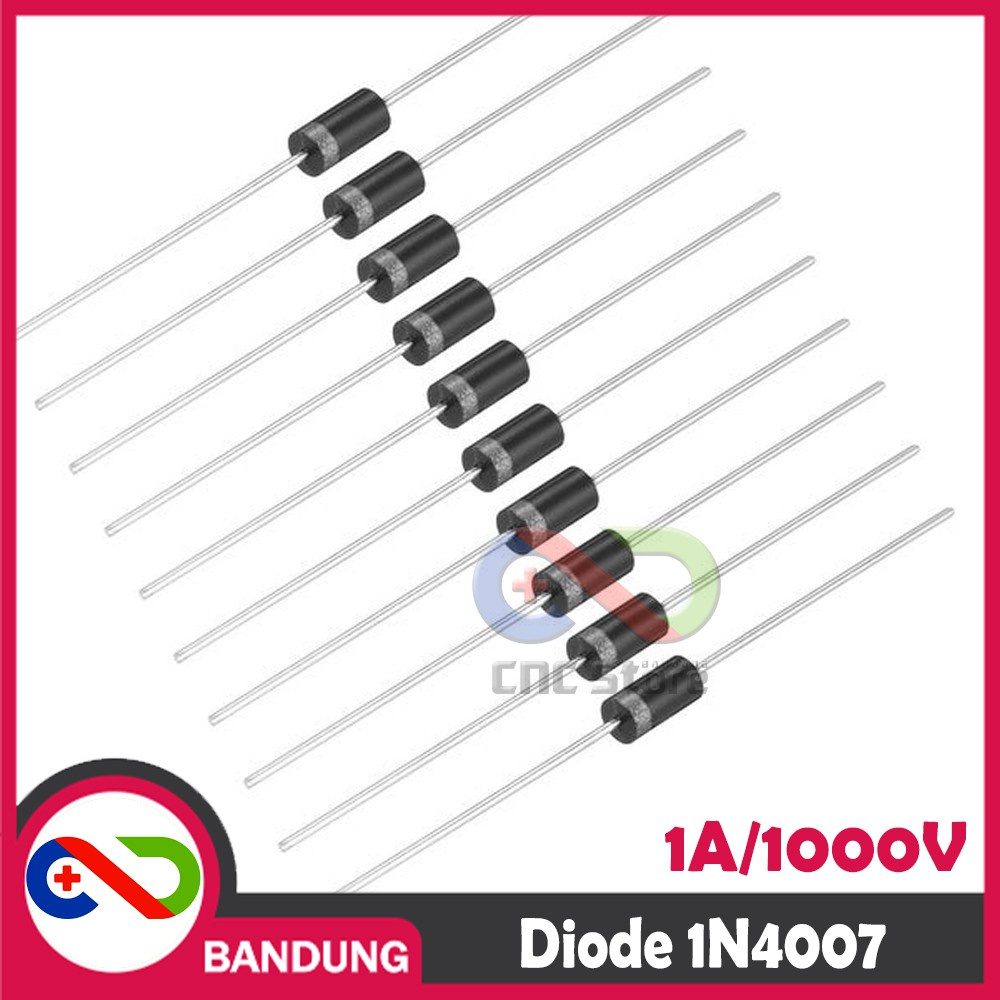 10 Pack Of 1N4007 1A 1000V Rectifier Diodes - DO-41 Case, Through-Hole, By Microsemi