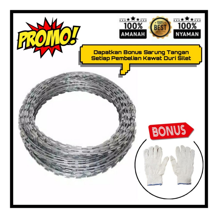 Jual Kawat Duri Silet Razor Wire Gaman Tembok Pagar Beton Anti Maling ...