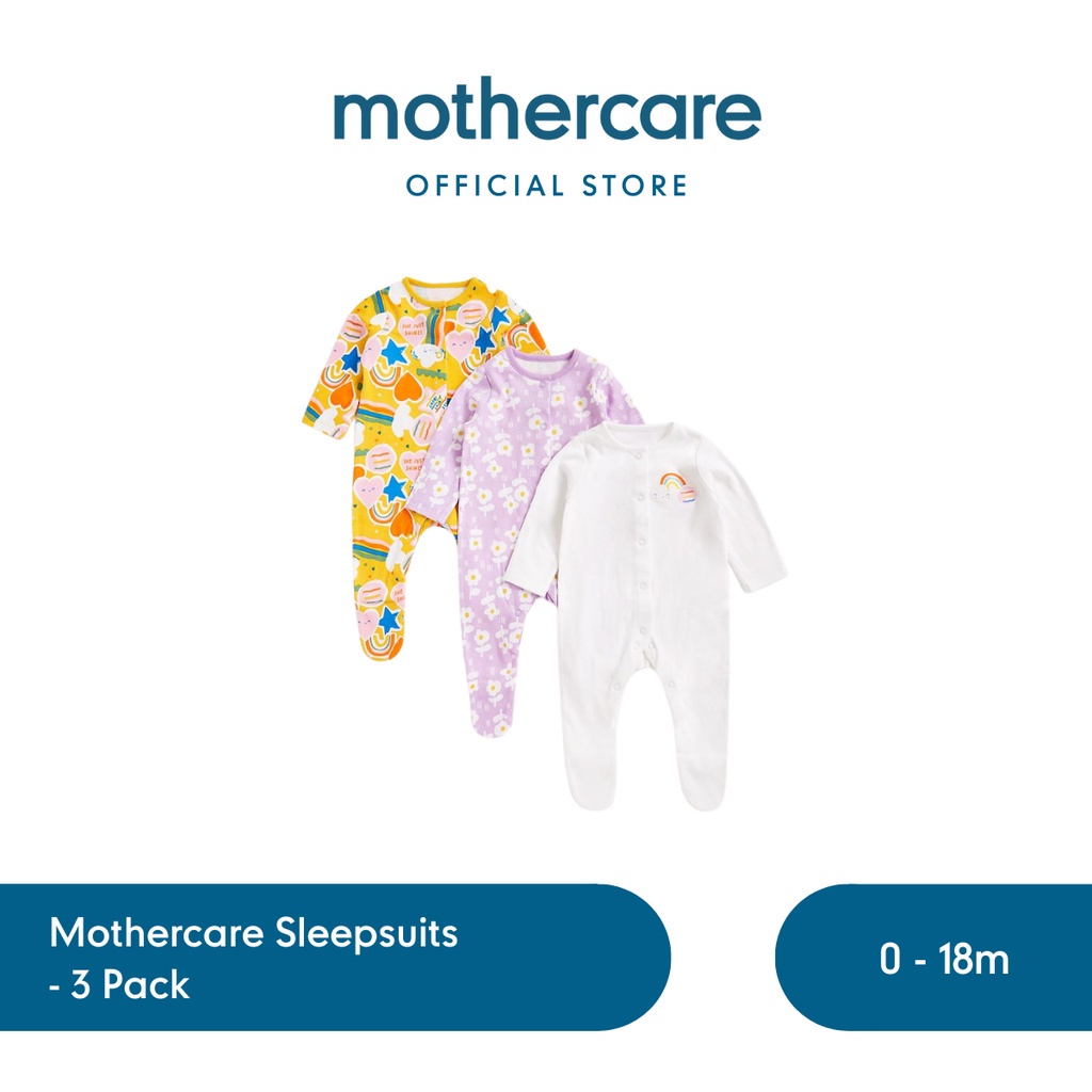 Jual Mothercare Sleepsuits - 3 Pack - Set Pakaian Tidur Bayi Perempuan ...