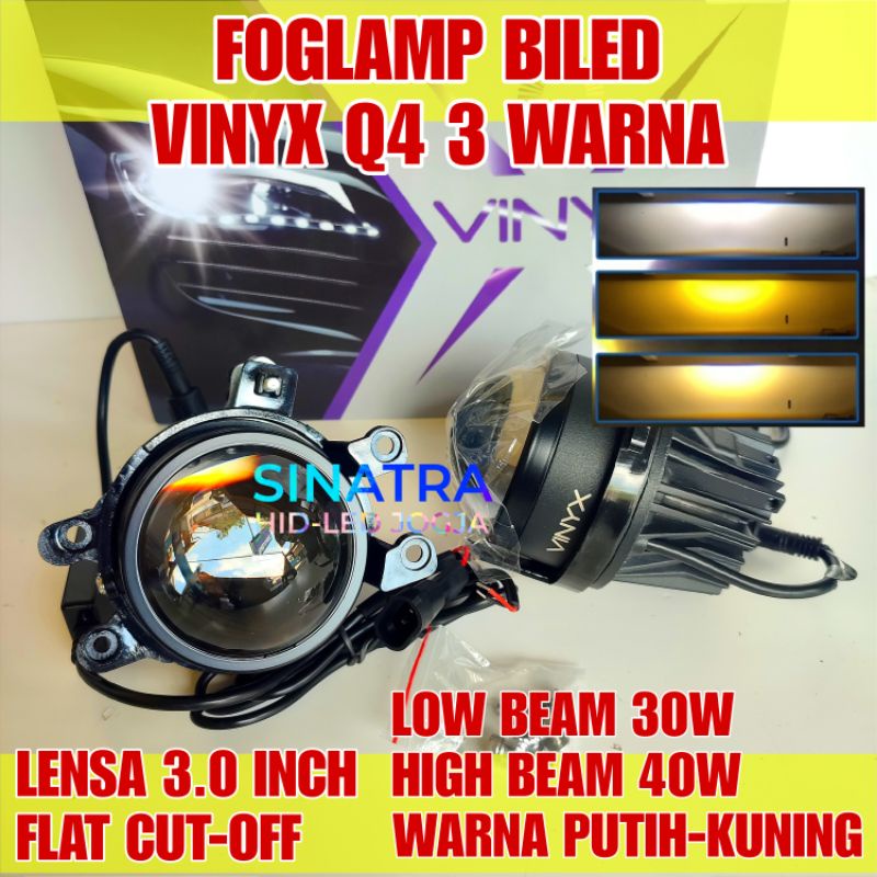 Jual Foglamp Biled 3.0 Inch Vinyx Q4 Q4X Putih Laser Dan 3 Warna