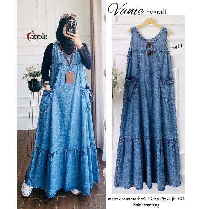 Jual Vanie Gamis Overall Jeans Denim Wanita Perempuan Fashion Outfit ...