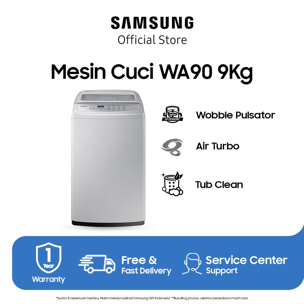 Jual Samsung Mesin Cuci 1 Tabung 9 Kg Top Loading Dengan Wobble ...