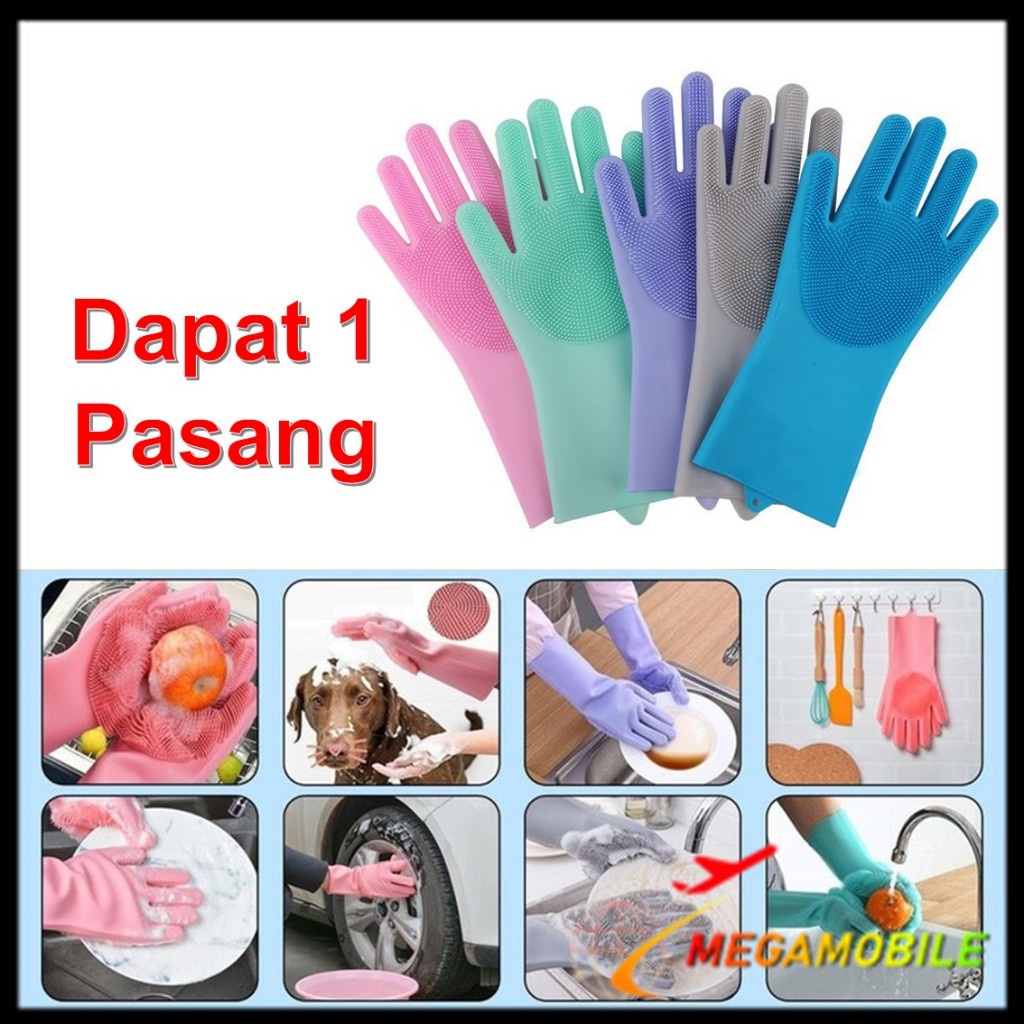 Jual MM Sarung Tangan Cuci Piring Bahan Silicon Sarung Tangan