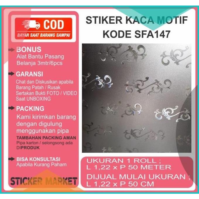 Jual Sticker Kaca Film Stiker Kaca Motif SFA147 Wallpaper Jendela Kaca ...