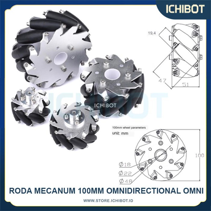 Jual Roda Mecanum 100mm Omnidirectional Omni Wheel Roda Diameter 100 mm ...