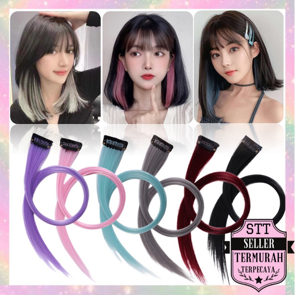 Jual STT Hair Clip Wig Colour Highlight Rambut Sambung Palsu Extension ...