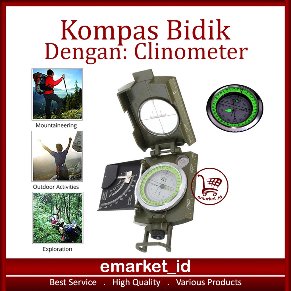 Jual Compas Kompas Bidik Lensatic / Army Clinometer Militer Metal ...