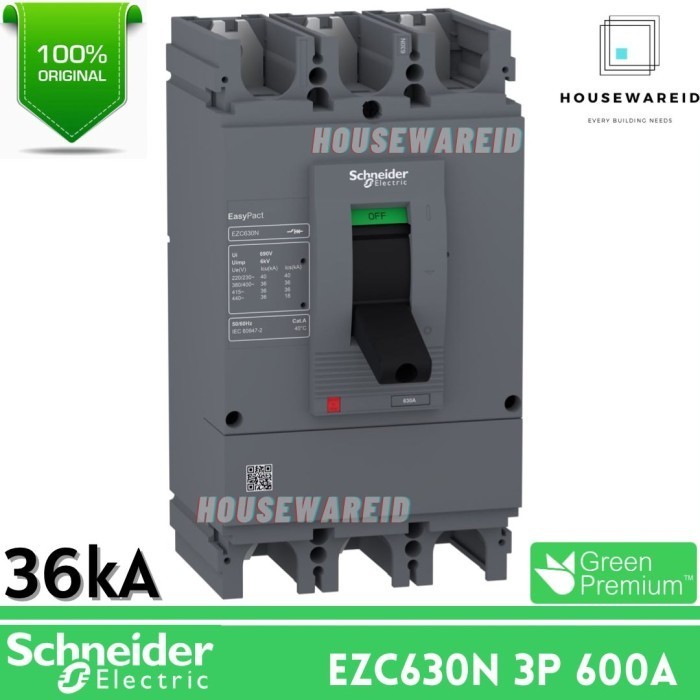 Jual [New] Mccb Schneider Ezc 630N 3P 600A Ezc630N 36Ka Ezc630N3600N ...