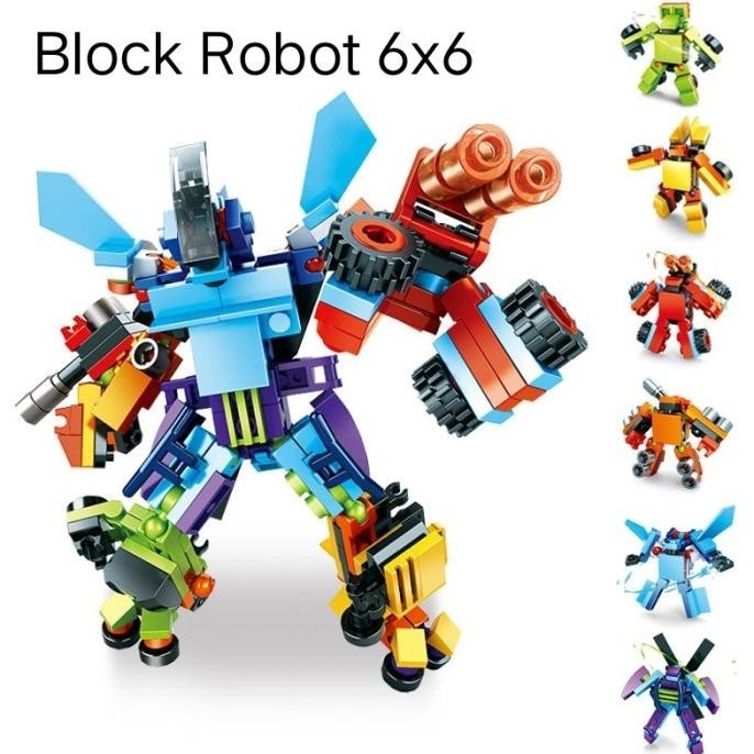 Jual Mainan Anak Brick Robot 6X6 Block Diy Bongkar Pasang Transformer ...