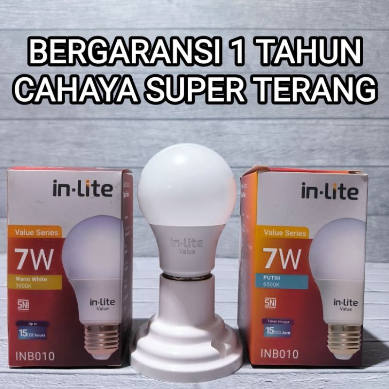 Jual IN-LITE LAMPU LED BULB VALUE 7W 7 WATT INB010 CAHAYA PUTIH ...
