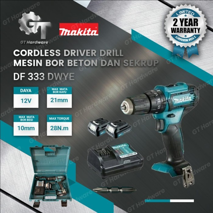 Jual Makita DF333 DWYE DF333d Cordless Driver Drill Bor Baterai Shopee Indonesia