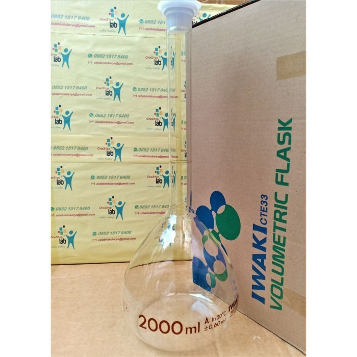 Jual Labu Ukur Clear 2000 Ml Pp Stopper Volumetric Flask 2l Iwaki Class A Shopee Indonesia 4244