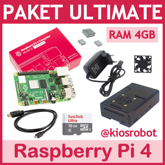 Jual Paket Lengkap Ultimate Raspberry Pi 4 RAM 4GB Made in UK | Shopee ...