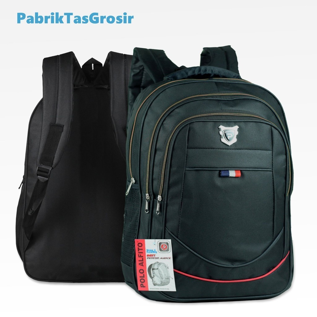 Jual Tas Ransel Ori POLO ALFITO Bendera HITAM MERAH Backpack Laptop Tas ...