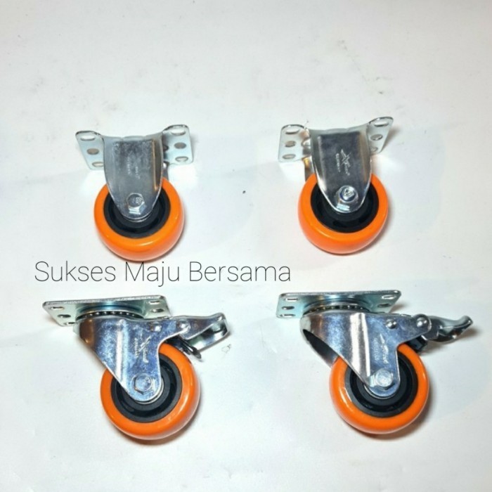 Jual Roda Pu Orange Xander Germany 3 Inch 1 Set | Shopee Indonesia