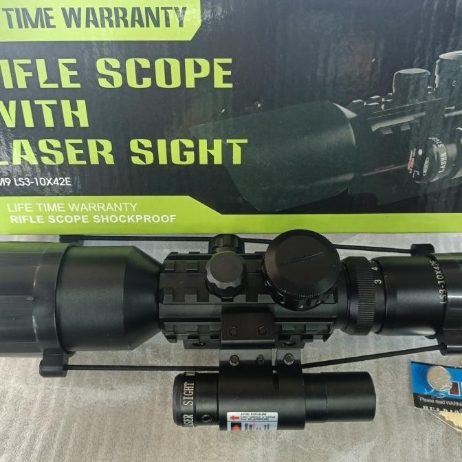 Jual rifle scope with laser sight M9 LS3-10X42E | Shopee Indonesia