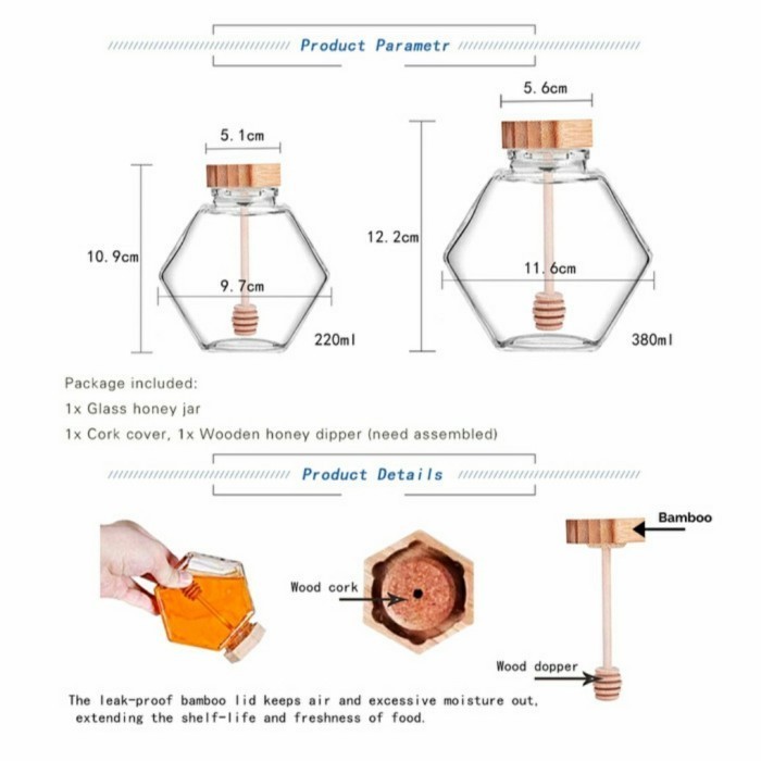 Jual Toples Kemasan Botol Kaca Madu Hexagonal Hexagonal Honey Glass Jar Ori Original Shopee 3056