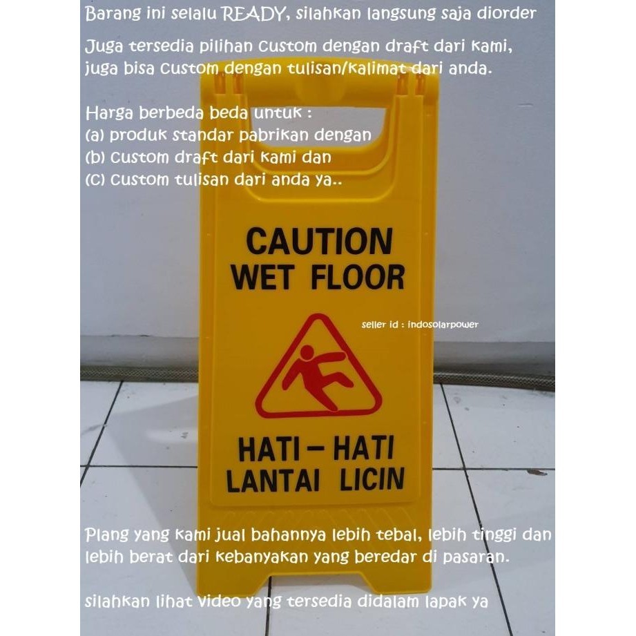 Jual New Rambu Plang caution WET FLOOR awas lantai licin kokoh tulisan ...