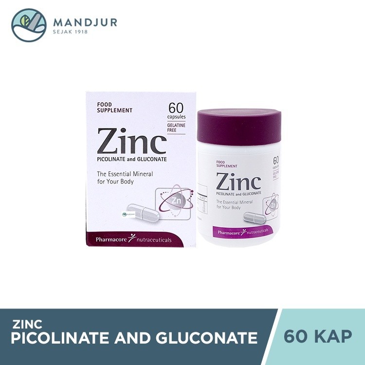 Jual Zinc Picolinate and Gluconate 60 Kapsul Suplemen Kesehatan