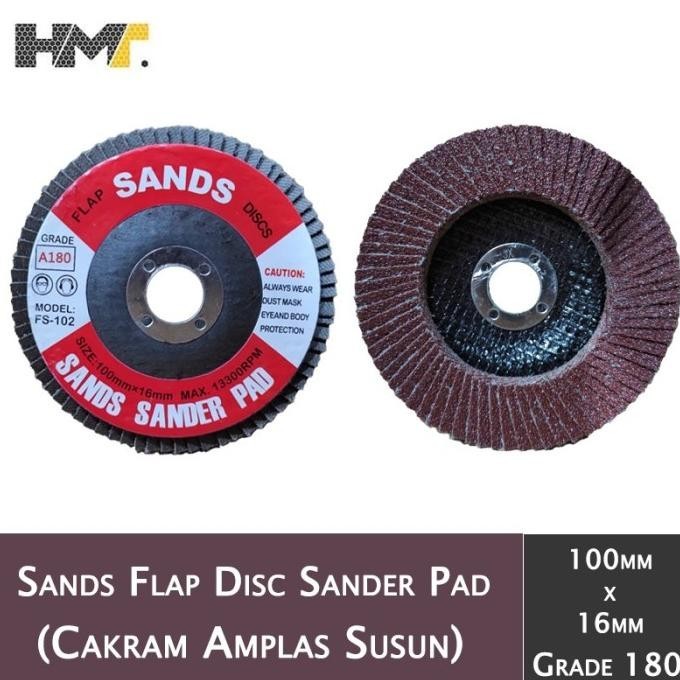 Jual Sands Flap Disc Sander Pad 100mm x 16mm / Amplas Susun 4" (Grade 180) Shopee Indonesia