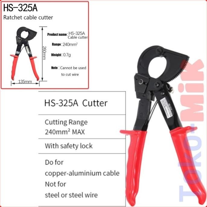 Jual Hs325A Tang Potong Kabel Listrik Ratchet Cable Cutter Plier