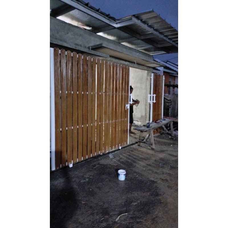 Jual pagar minimalis modern motif kayu | Shopee Indonesia