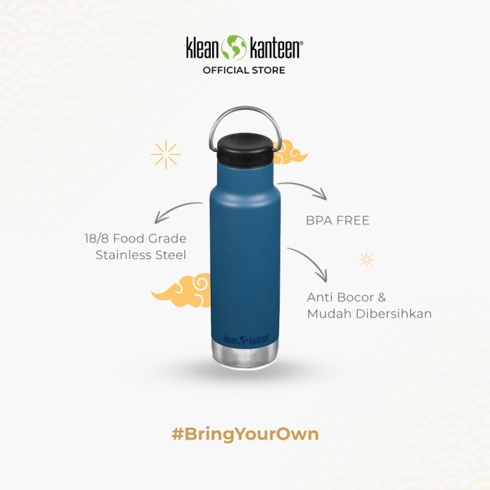 Klean Kanteen Bottiglia Termica Unisex 532 Ml - Acciaio Inox 18/8, Senza BPA, Colore Real Teal