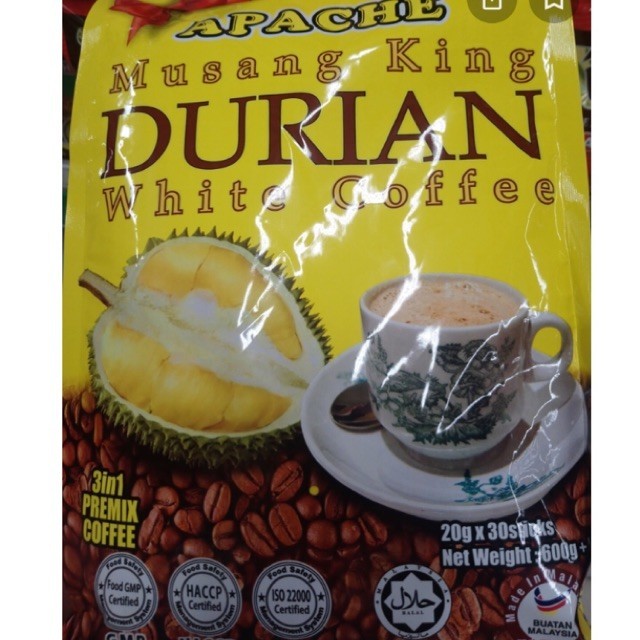 Jual IMPORT !! 30 SACHET KOPI WHITE COFFEE DURIAN MUSANG KING APACHE