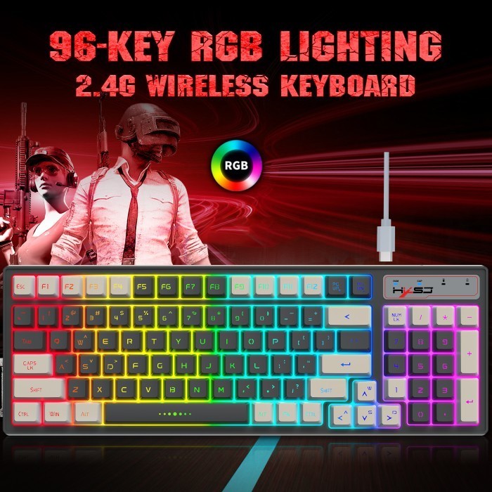 Jual Hxsj L900 Gaming Keyboard 96 Key Rgb Lighting 2.4G Wireless ...