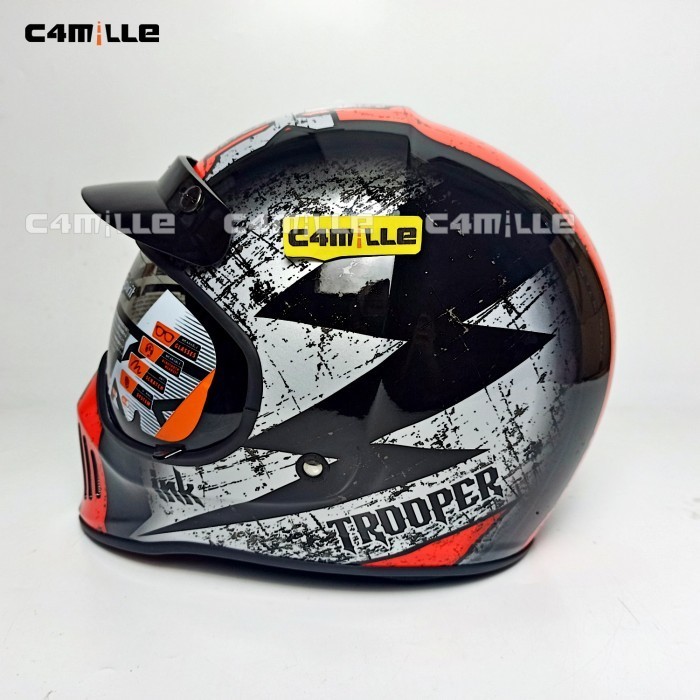 Jual Helm Ink Trooper Thunder Black Orange Fluo Full Face Classic Dd ...