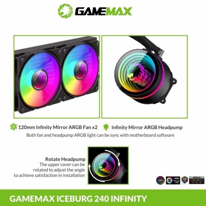 Jual WATER COOLING GAMEMAX ICEBURG 240 INFINITY CPU AIO COOLER FAN ...