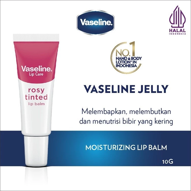 Vaseline lip balm pelembab & pencerah bibir rosy tinted 10g - lip