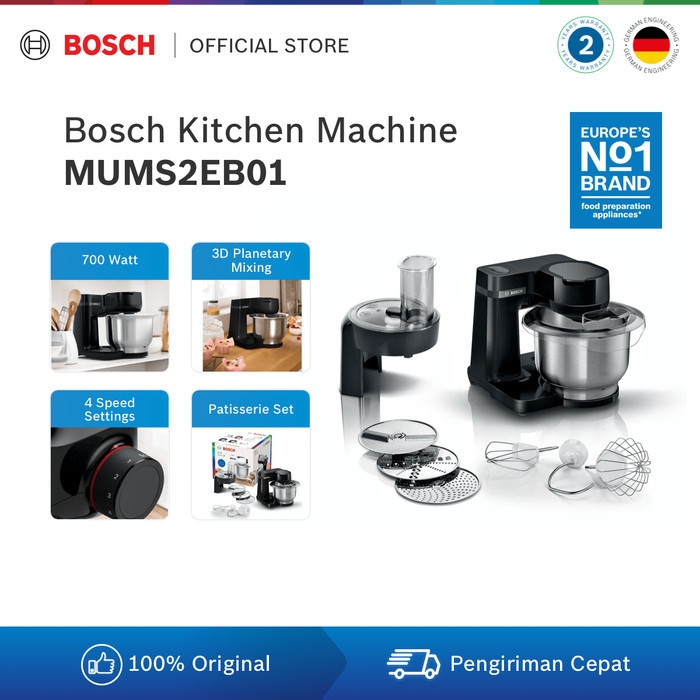 Jual Bosch Mums2Eb01 Kitchen Machine / Stand Mixer Hitam | Shopee Indonesia