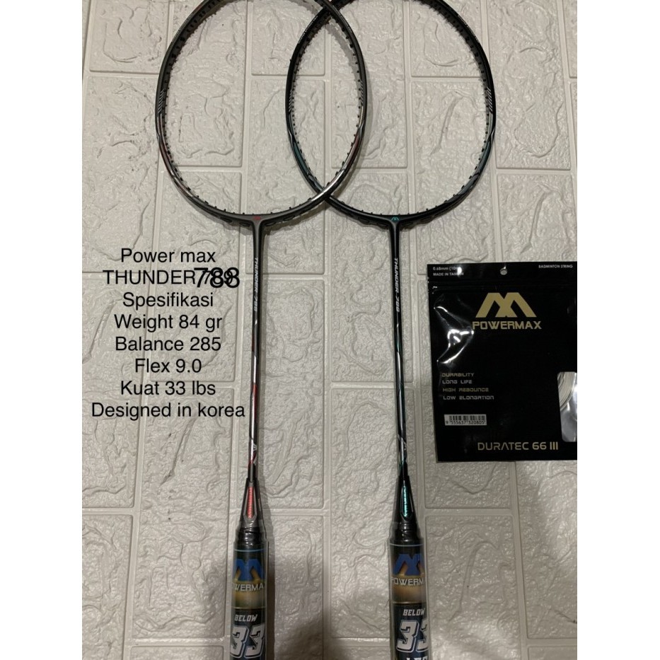 Jual Raket Badminton POWER MAX THUNDER 788 grip 6U kuat 33 lbs original ...