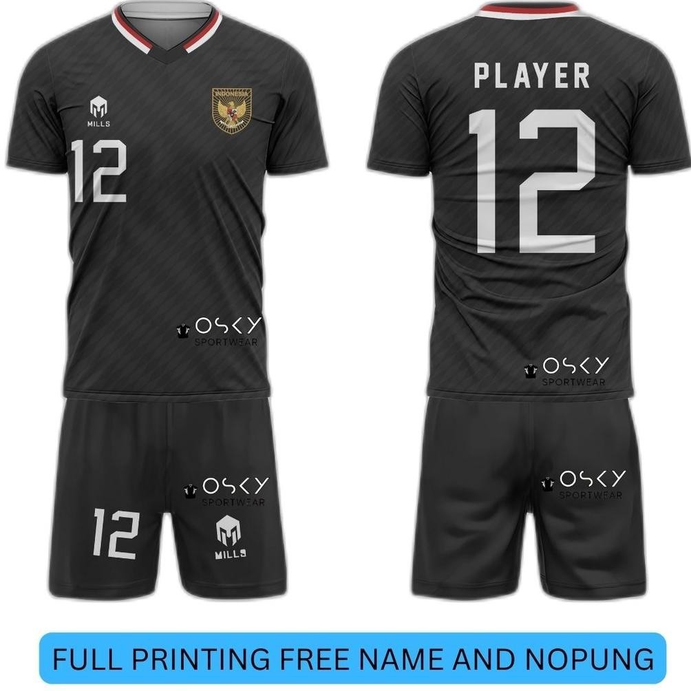 Jual Kaos Jersey Timnas Indonesia Hitam Piala Asia 2022 Free Nama Dan ...