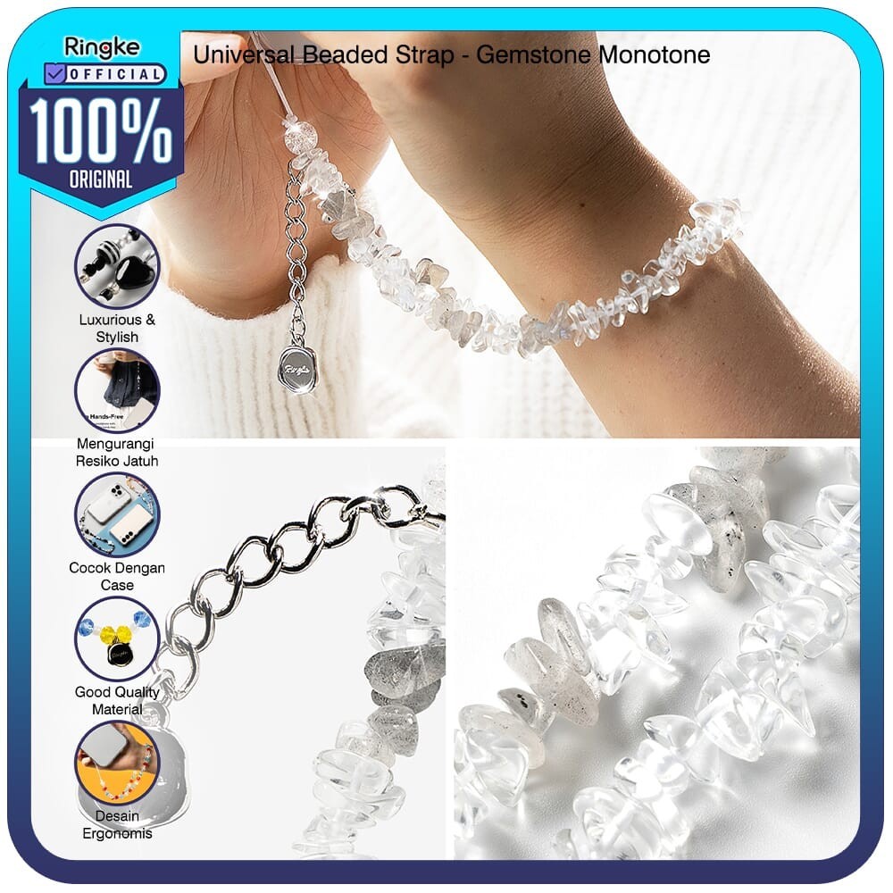 TIESOME Beaded Lanyard, Evil Eye Wristband Gemstone Mobile Chain Keychain For Men Women Cell Phone Cord (Blue