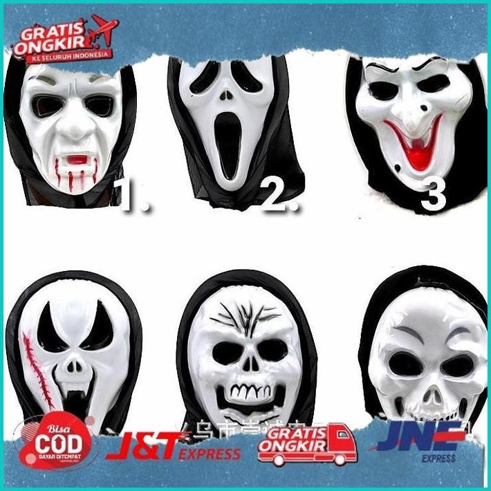 Jual [READY] TOPENG HALLOWEEN SCREAM KOSTUM HANTU SERAM HALOWEEN SCARY ...