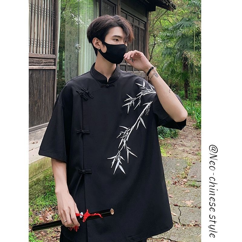 Jual Baju Bordir Pria, Baju Kancing Cina Simpul Gaya Nasional Lengan ...