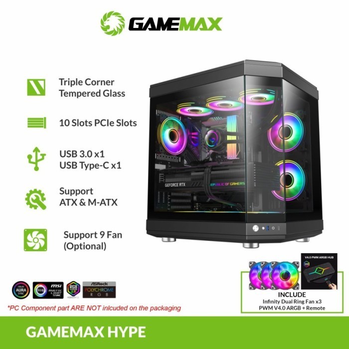 Jual Gamemax Pc Case Gaming Hype Premium Atx / Casing Komputer Hype ...