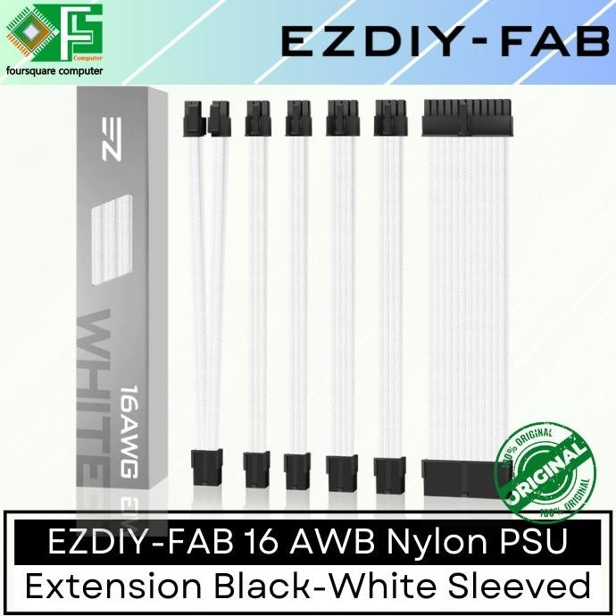 Jual Ezdiy Fab Awg Nylon Psu Cable Sleeved Extension Black White Kabel Shopee Indonesia