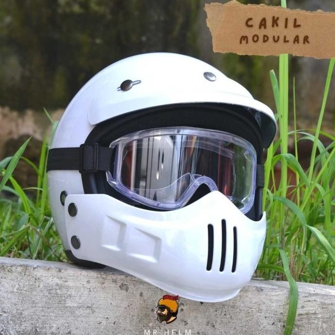 Jual Helm Retro Cakil Modular Sni Vespa / Caferacer Free Goggle ( Mr ...