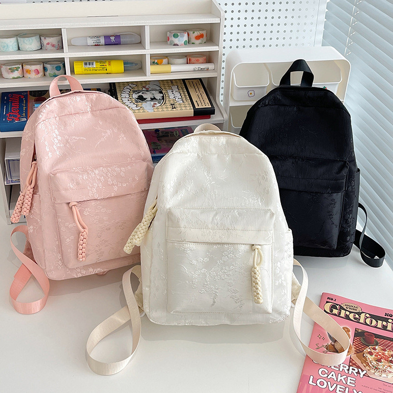 Pbong  New Student Schoolbag for Girl solid color simple and lightweight travel backpack trendy Korean style daily backpack