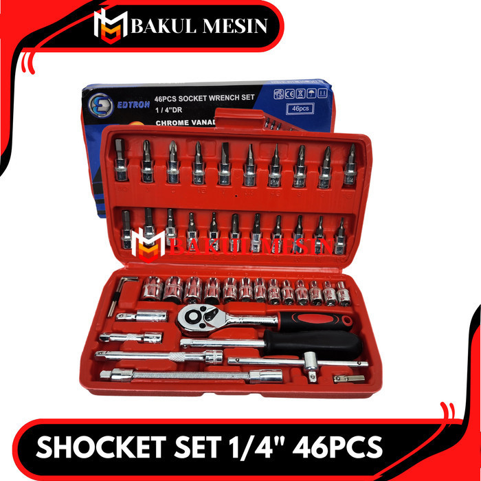 Jual Shocket Set 46Pcs Kunci Socket Rachet Wrench Set 1/4