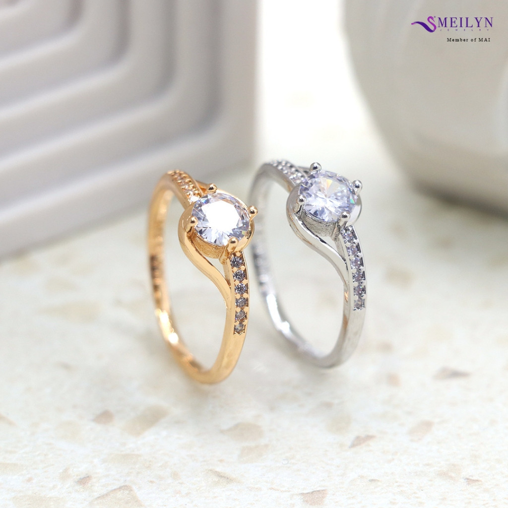 Jual MEILYN Cincin Emas Wanita Mata Baris 2 Susun All Series | Shopee ...
