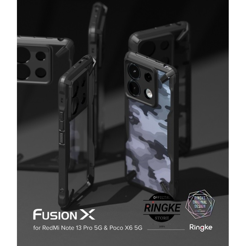 Ringke Fusion-X Handyhülle Für Xiaomi Redmi Note 13 Pro 5G / Poco X6 5G – TPU, Militär-Camo, Stoßfest
